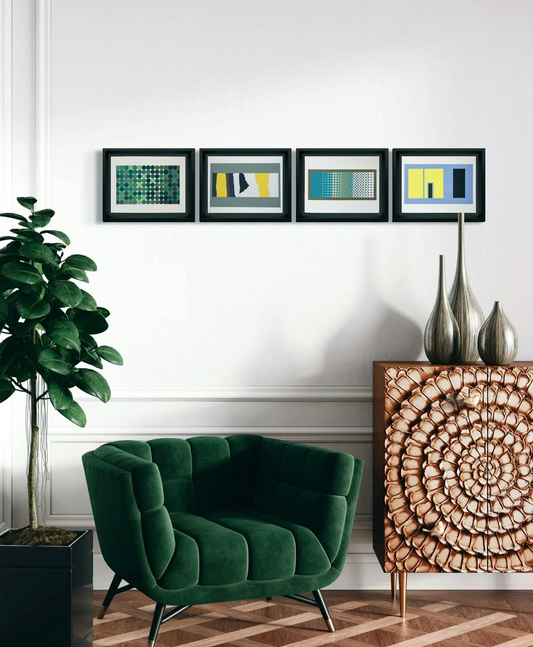 Josef Albers Original Silkscreen Set of 4 (1963) – Limited Edition Framed Modern Art