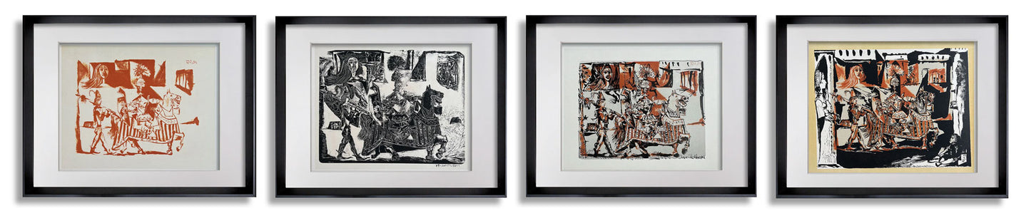 4 Pablo PICASSO Lithographs (4pc Set) ~ Le Depart et cheval ~ w/Frames