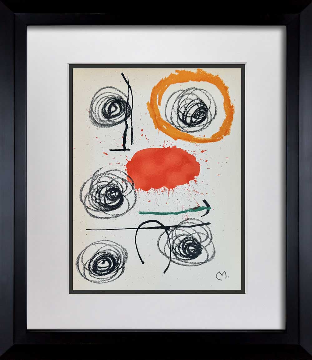 Original Joan Miro Lithograph Hand Sign, 1964