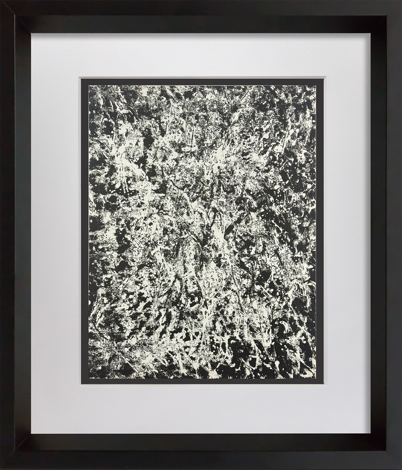 Francois Fiedler 1972 original abstract lithograph inspired by the Spiritual Canticles, featuring expressive black and white gestural forms and textures, professionally custom framed with museum matting and black wood frame.