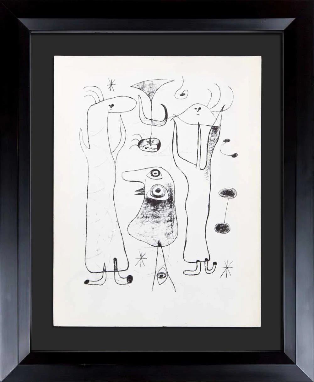 Joan MIRO Lithograph LIMITED Ed. 1947 + Cat. Ref: c13 + Custom FRAME Included