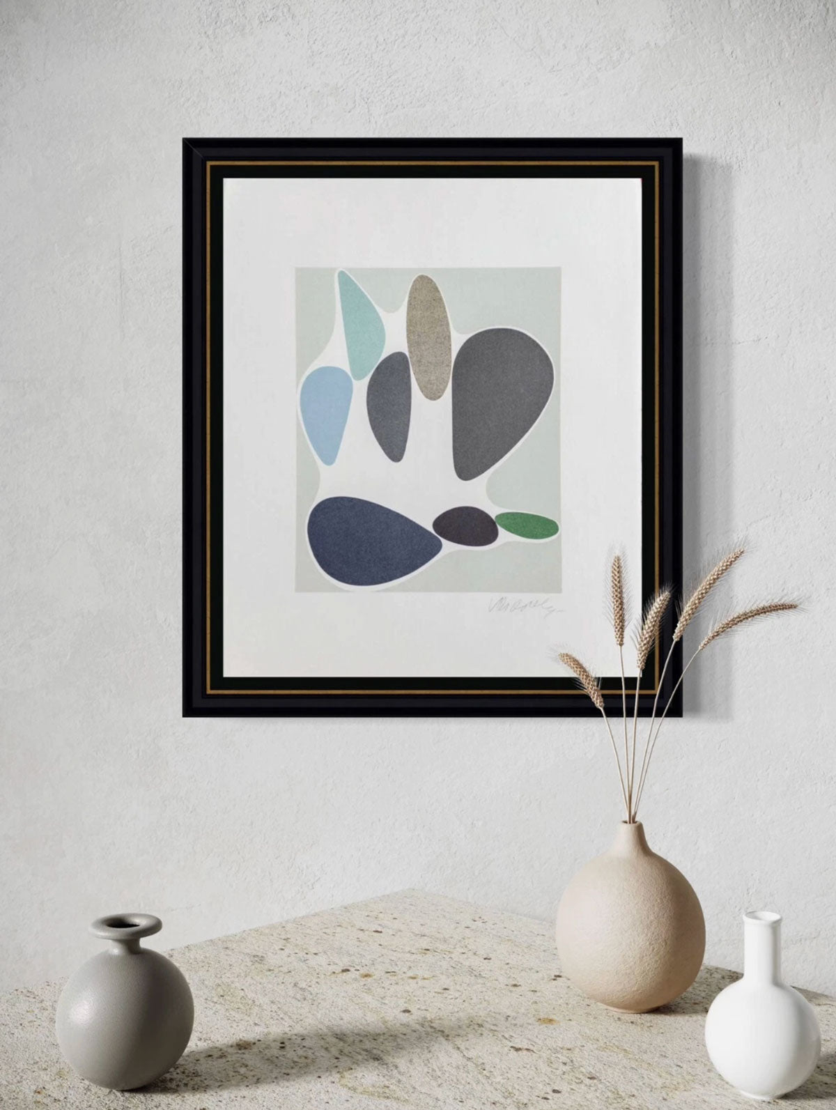 Victor Vasarely Signed Lithograph (1972) – Limited Edition Op Art Print on Rives Paper, Custom Framed