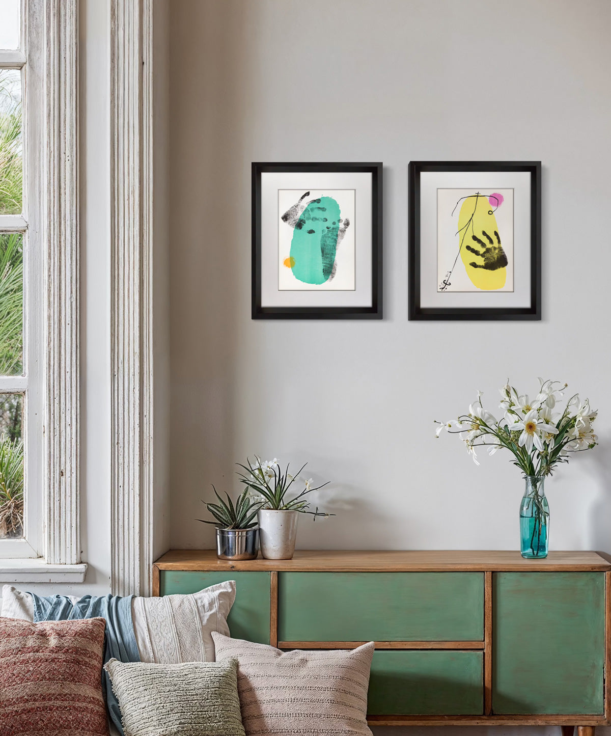 Joan Miró 1956 Lithograph Set of 2 – Mourlot Paris Limited Edition, Framed