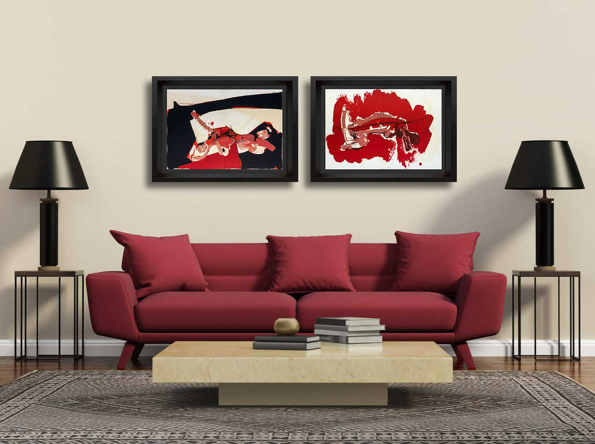 Paul Rebeyrolle Original Double Lithographs 1970 (2pc Set) | Framed Limited Edition