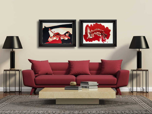 Paul Rebeyrolle Original Double Lithographs 1970 (2pc Set) | Framed Limited Edition