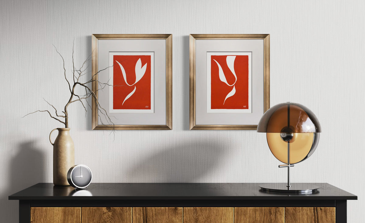 Henri Matisse Pas des Patineurs 1938 Limited Edition Linocuts Set of 2 Custom Framed