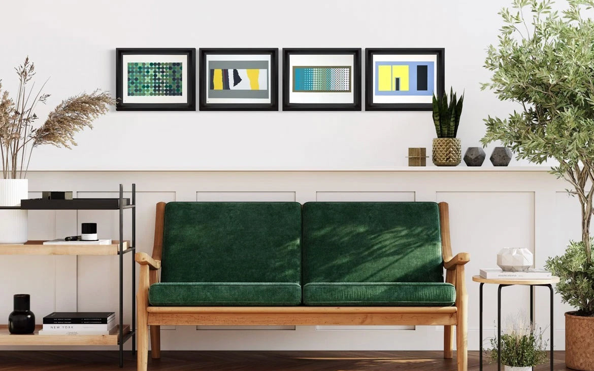 Josef Albers 1963 Silkscreen Set of 4 – Limited Edition, Framed