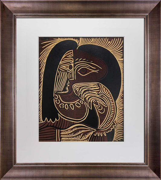 Pablo Picasso Linogravure Limited Edition "Femme au Collier” 1959 w/Frame