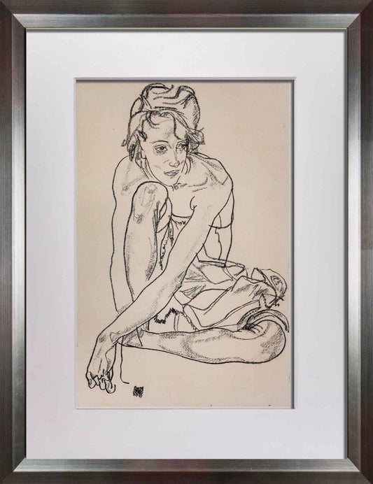 Egon Schiele “Woman Crouching” Lithograph Vienna Limited Edition Framed