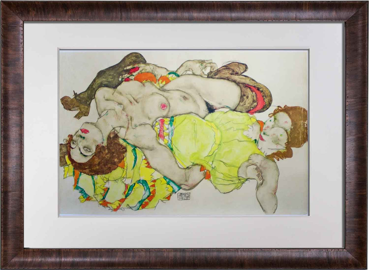 Egon Schiele Lithograph "Two Reclining Models Entwined"
