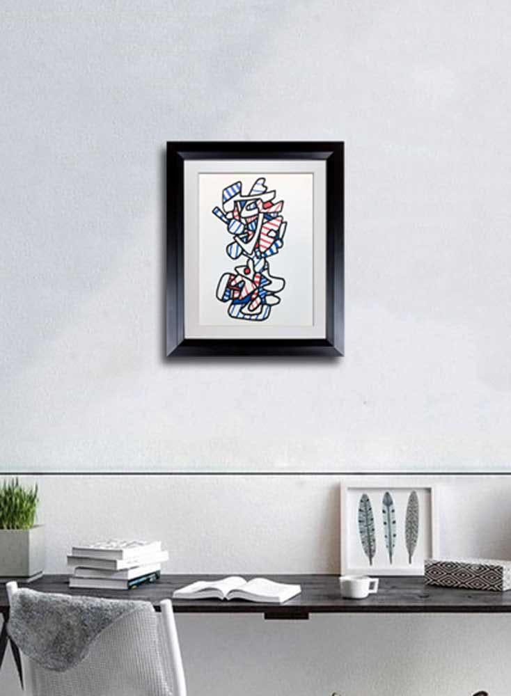 Jean Dubuffet 1973 Red, White, Blue Limited EDITION LITHOGRAPH + Custom Frame