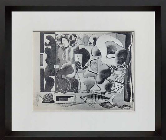Le CORBUSIER Lithograph SIGNED "Composition with Three Figures" 1923 w/Frame