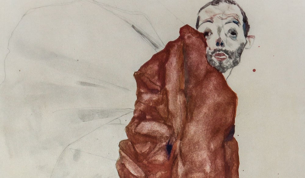 Egon SCHIELE Lithograph "Self Portrait as Prisoner" SIGNED Dated w/Frame