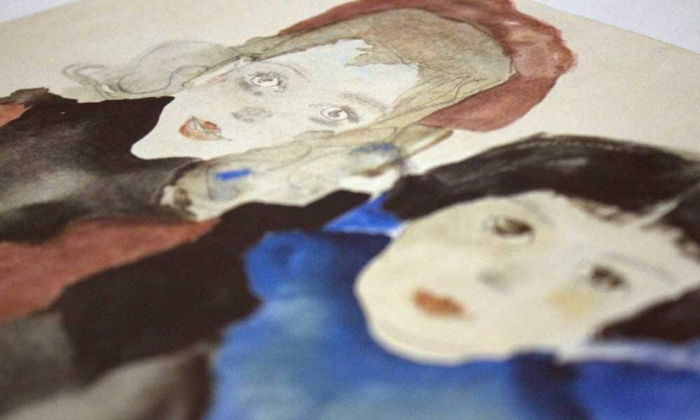 Egon SCHIELE Lithograph “Two Little Girls” SIGNED #‘ed Limited Ed: w/Frame