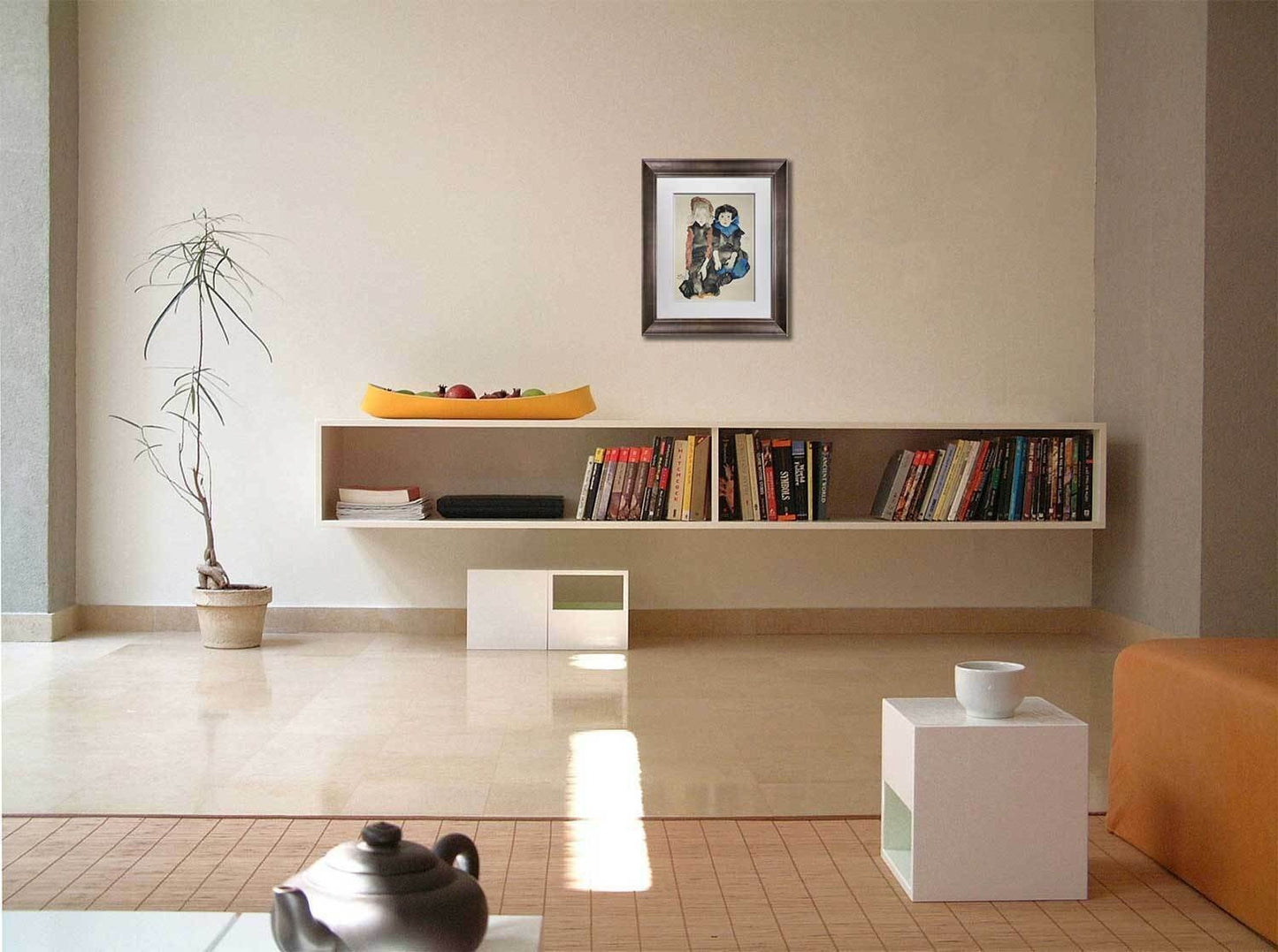 Egon SCHIELE Lithograph “Two Little Girls” SIGNED #‘ed Limited Ed: w/Frame