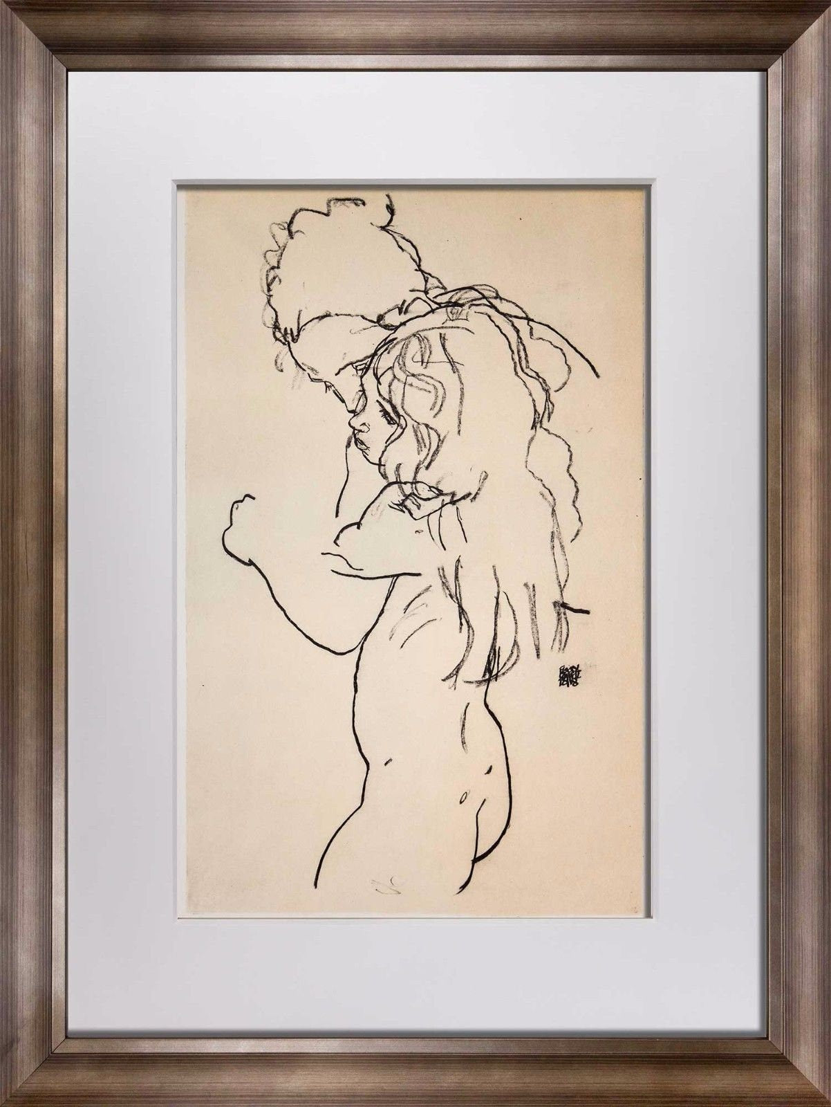 Egon SCHIELE Lithograph SIGNED Limited Ed: “Mother and Child” 1918 +FRAME