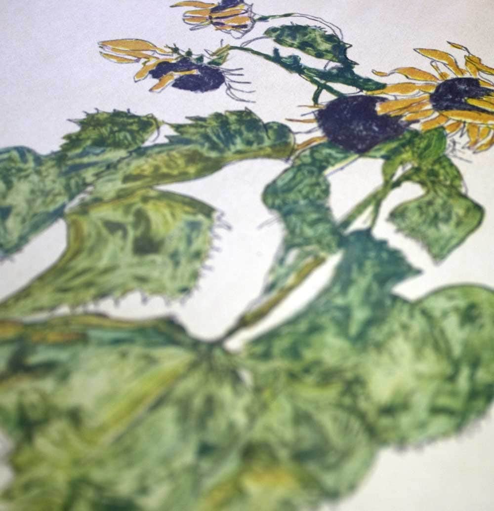 Egon SCHIELE Lithograph “Sunflowers” SIGNED #‘ed LIMITED w/FRAME