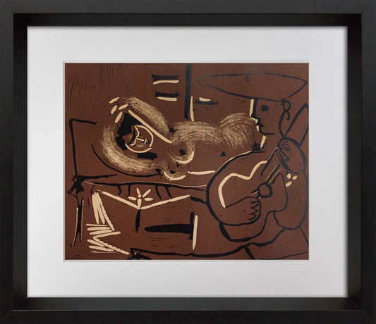 Pablo Picasso LINOGRAVURE LTD Ed. "Femme couchee et guitariste" w/FRAMING