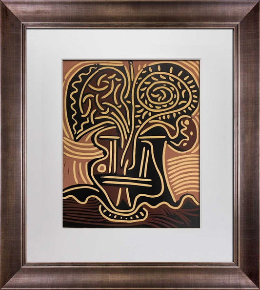 Pablo Picasso Linogravure Limited Edition "Le Vase de Fleurs” w/ Frame