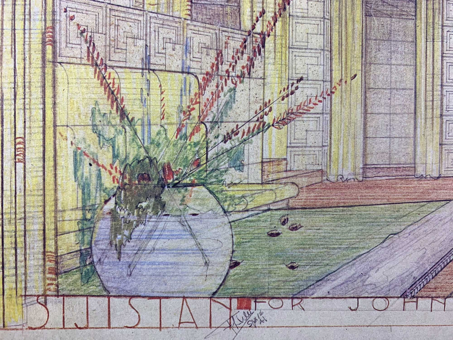 Frank Lloyd WRIGHT Lithograph SIGN "Sijistan" Remodel for Charles Ennis House