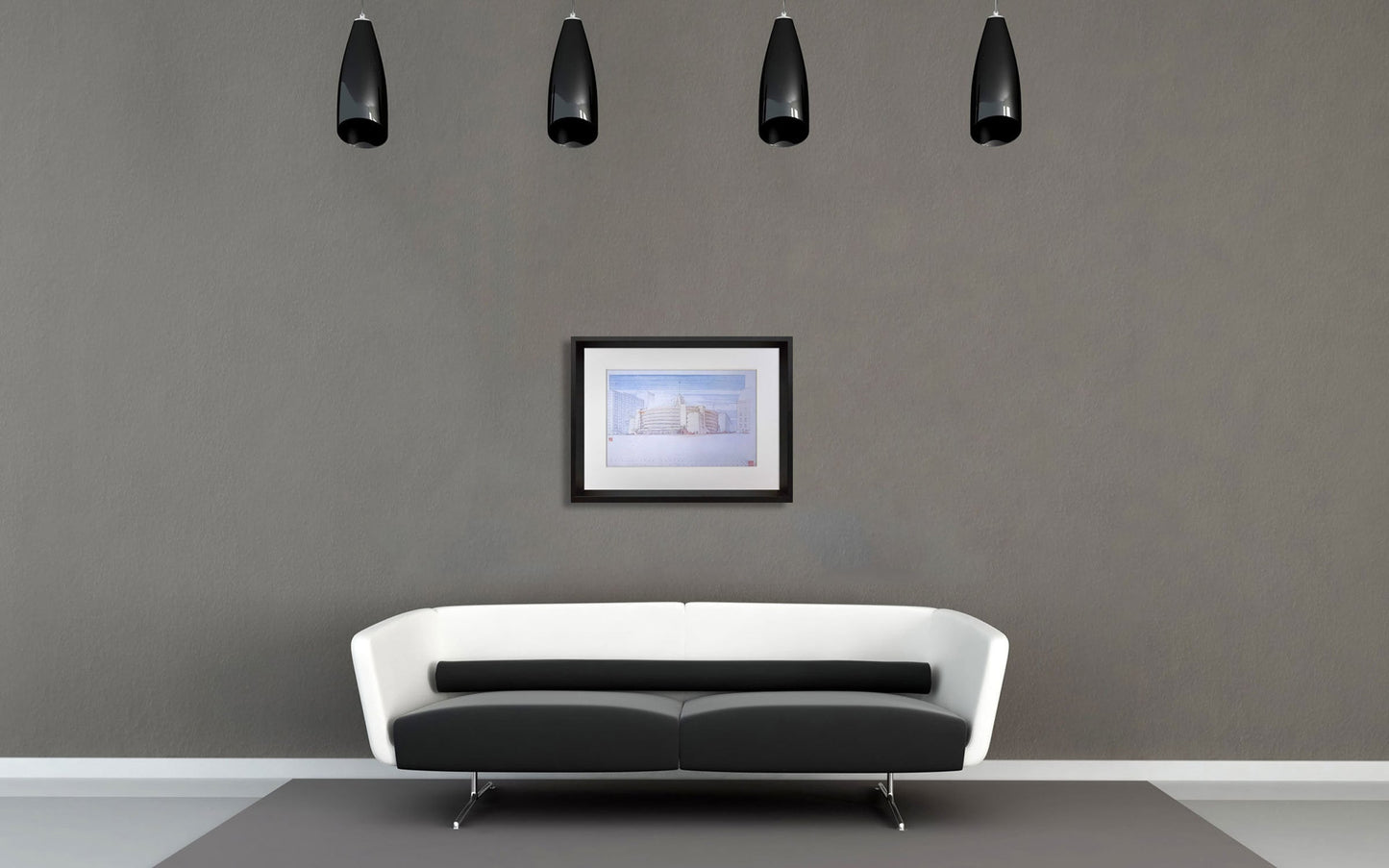 Frank Lloyd WRIGHT Lithograph SIGNED "Edgar J. Kaufmann Garage" Pa w/FRAME