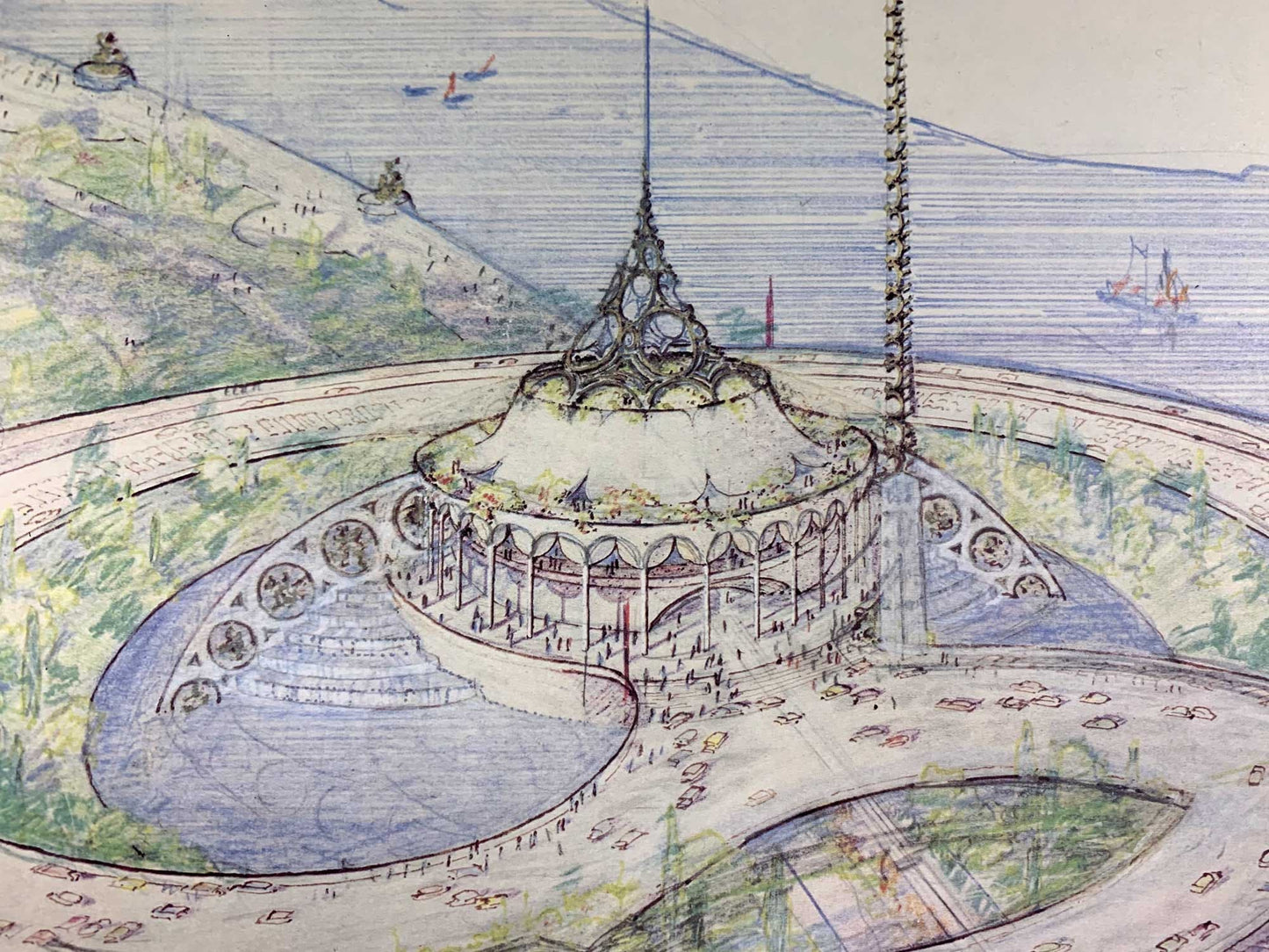 Frank Lloyd WRIGHT Lithograph LTD Ed. Opera House Detail Baghdad,1957 w/Frame