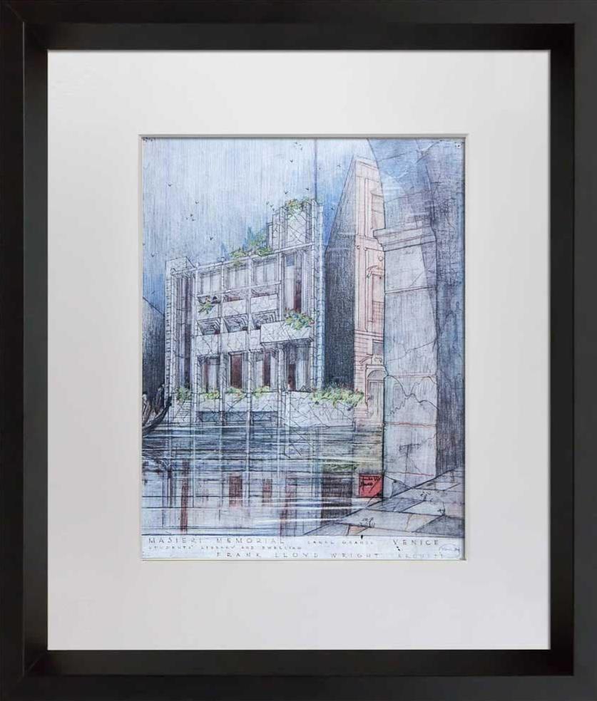 Frank Lloyd WRIGHT Lithograph "Masieri Memorial, Italy" LIMITED Ed. w/Frame