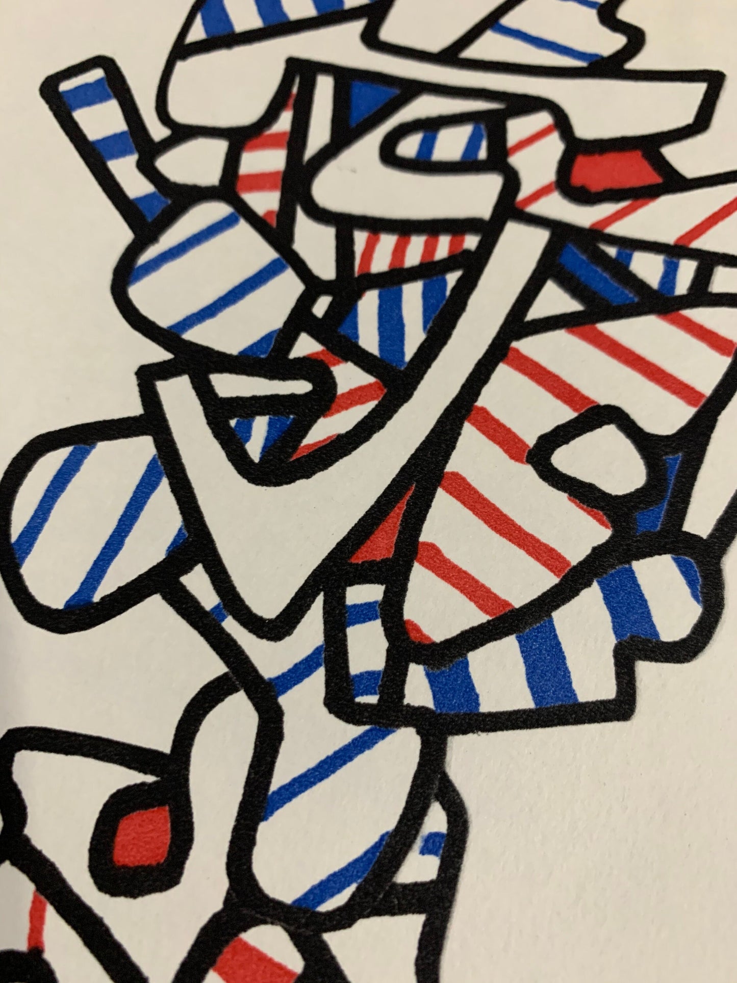 Jean Dubuffet 1973 Red, White, Blue Limited EDITION LITHOGRAPH + Custom Frame