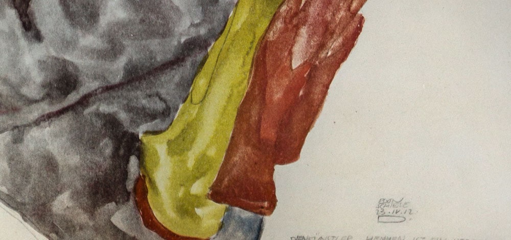 Egon SCHIELE Lithograph "Self Portrait as Prisoner" SIGNED Dated w/Frame