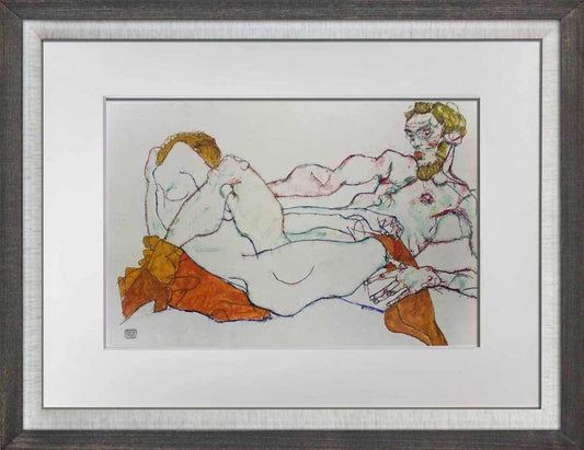 Egon SCHIELE Lithograph Limited Ed. - "Lovers Embracing" ~SIGN w/Frame