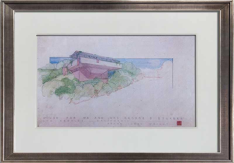 Frank Lloyd WRIGHT SIGNED #’ed LIMITED Ed. "George Sturges House CA" w/Frame