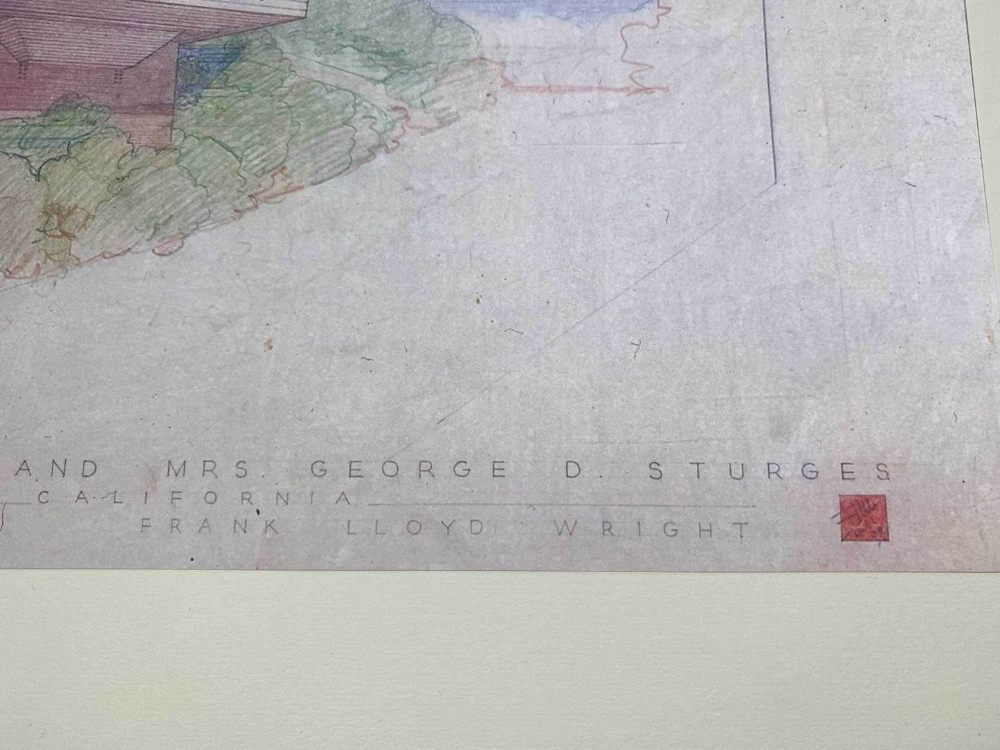 Frank Lloyd WRIGHT SIGNED #’ed LIMITED Ed. "George Sturges House CA" w/Frame