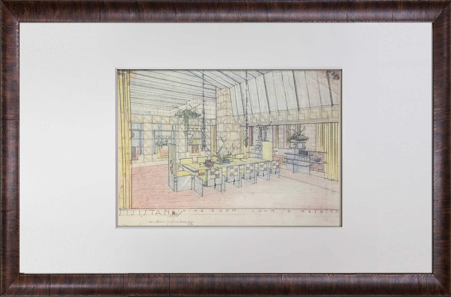 Frank Lloyd WRIGHT Lithograph SIGN "Sijistan" John Nesbitt / Ennis House w/Frame