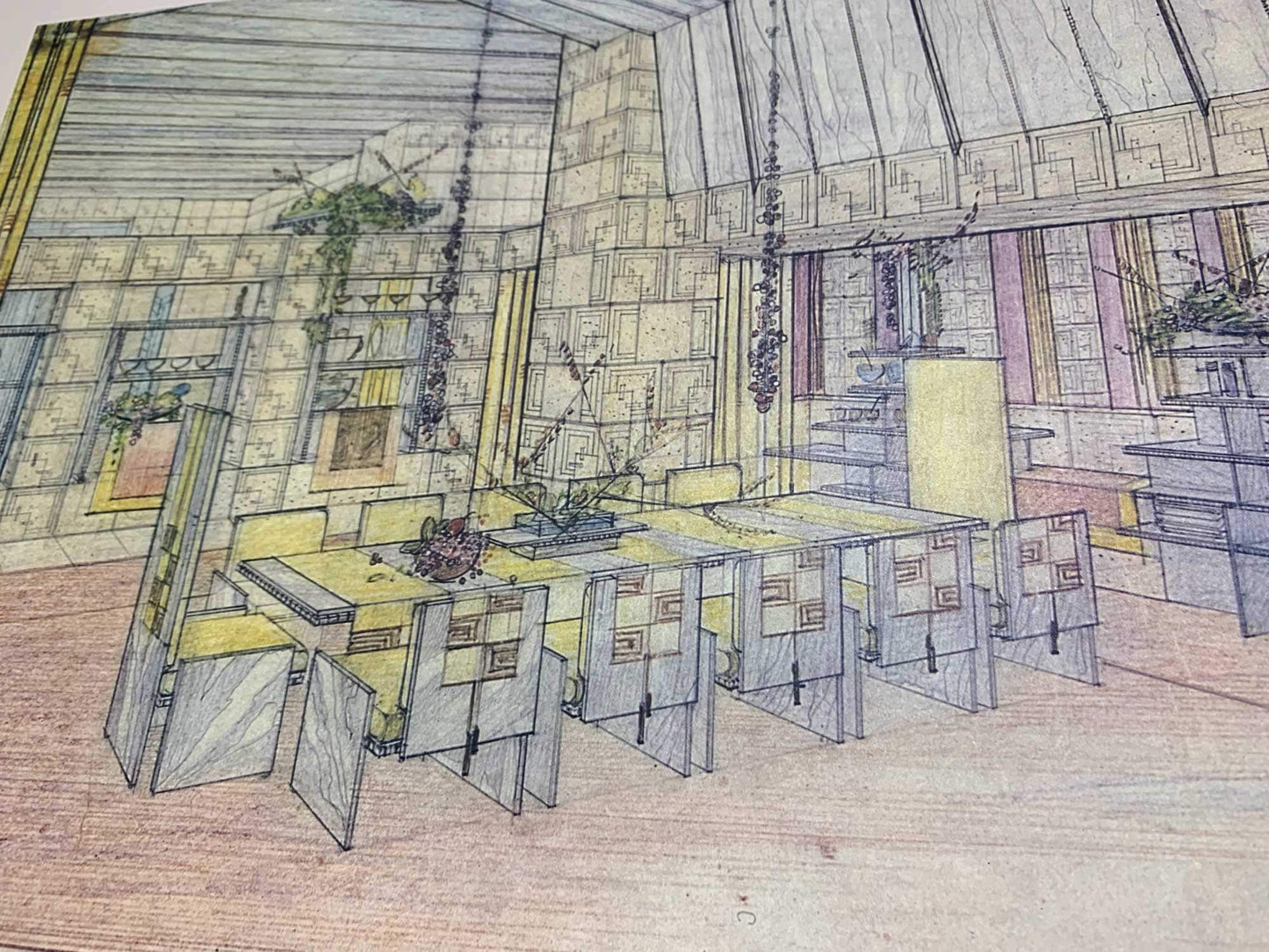 Frank Lloyd WRIGHT Lithograph SIGN "Sijistan" John Nesbitt / Ennis House w/Frame