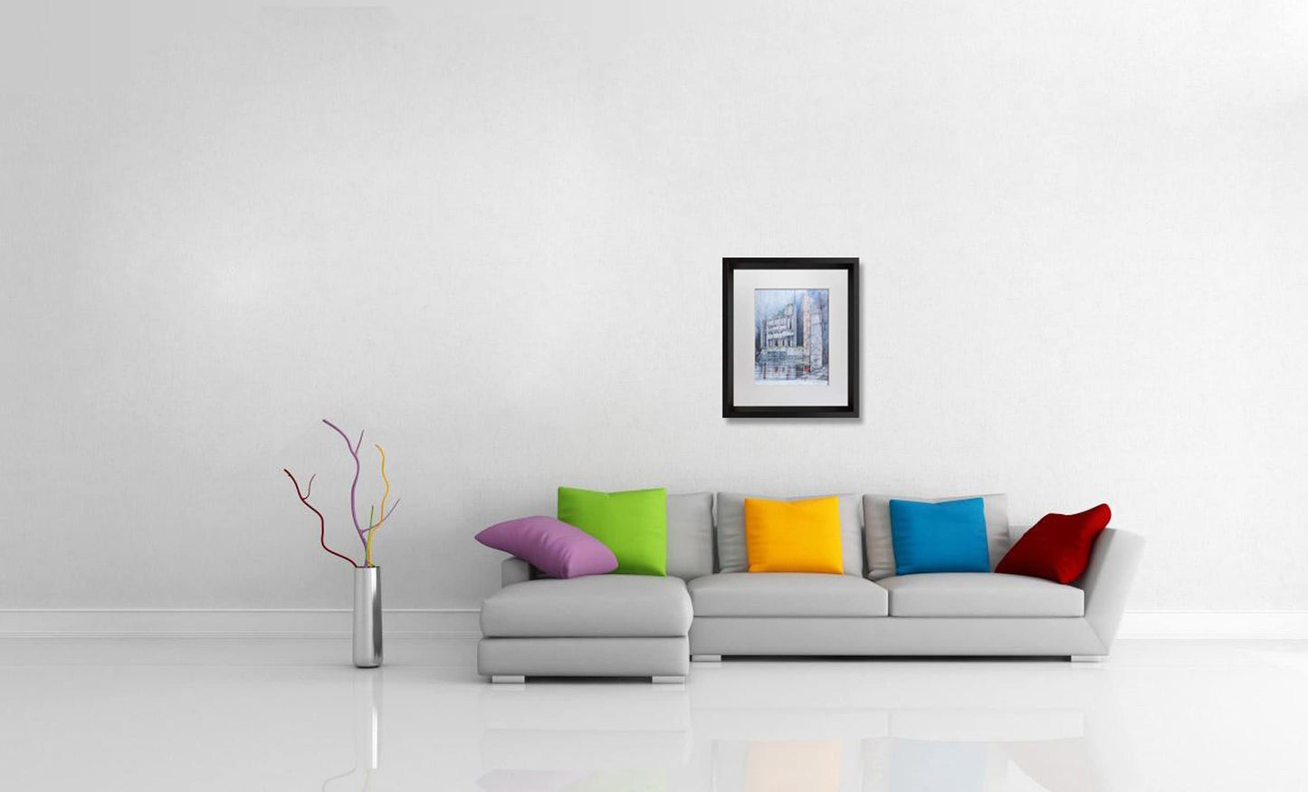 Frank Lloyd WRIGHT Lithograph "Masieri Memorial, Italy" LIMITED Ed. w/Frame