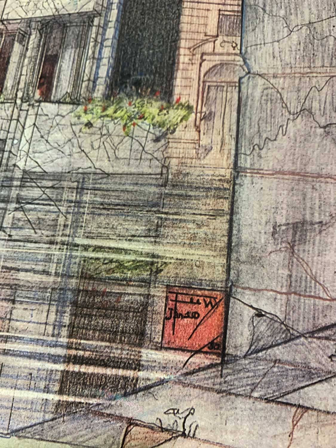 Frank Lloyd WRIGHT Lithograph "Masieri Memorial, Italy" LIMITED Ed. w/Frame