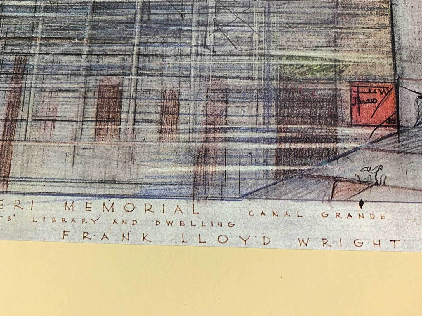 Frank Lloyd WRIGHT Lithograph "Masieri Memorial, Italy" LIMITED Ed. w/Frame