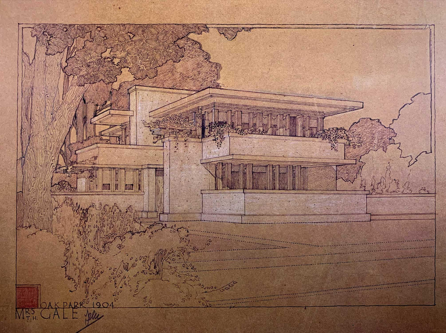Frank Lloyd WRIGHT Lithograph SIGN Limited Edition Gale House, Oak Park, IL