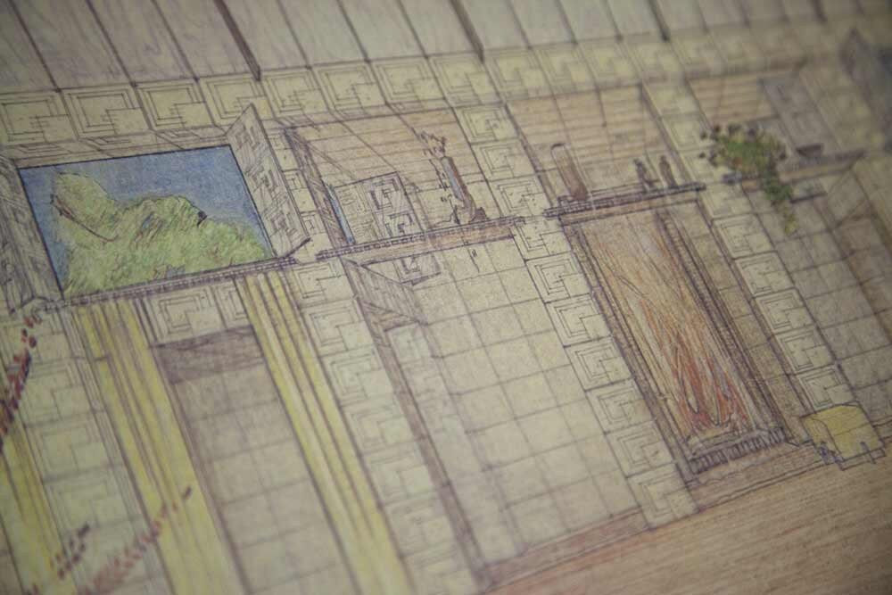 Frank Lloyd WRIGHT Lithograph SIGN "Sijistan" Remodel for Charles Ennis House