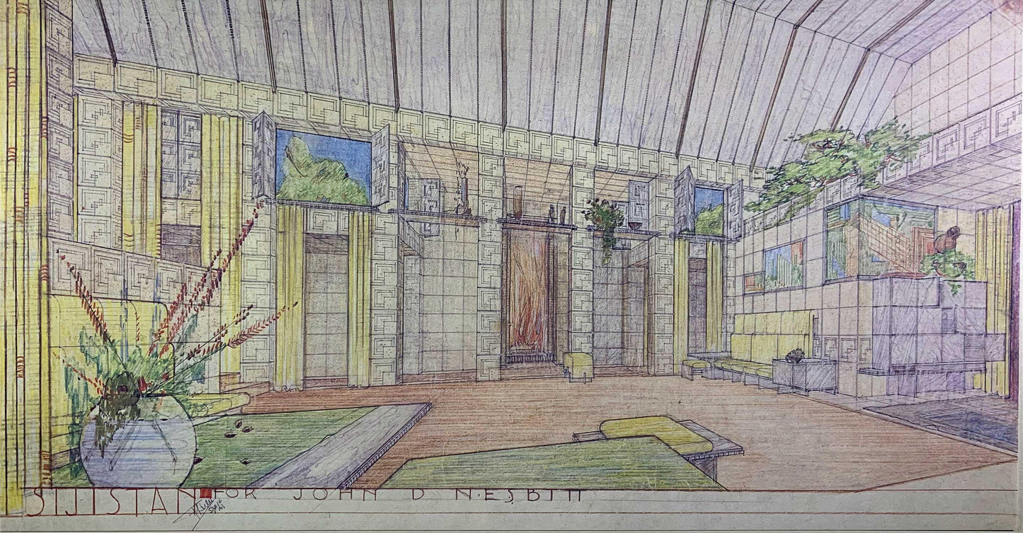 Frank Lloyd WRIGHT Lithograph SIGN "Sijistan" Remodel for Charles Ennis House