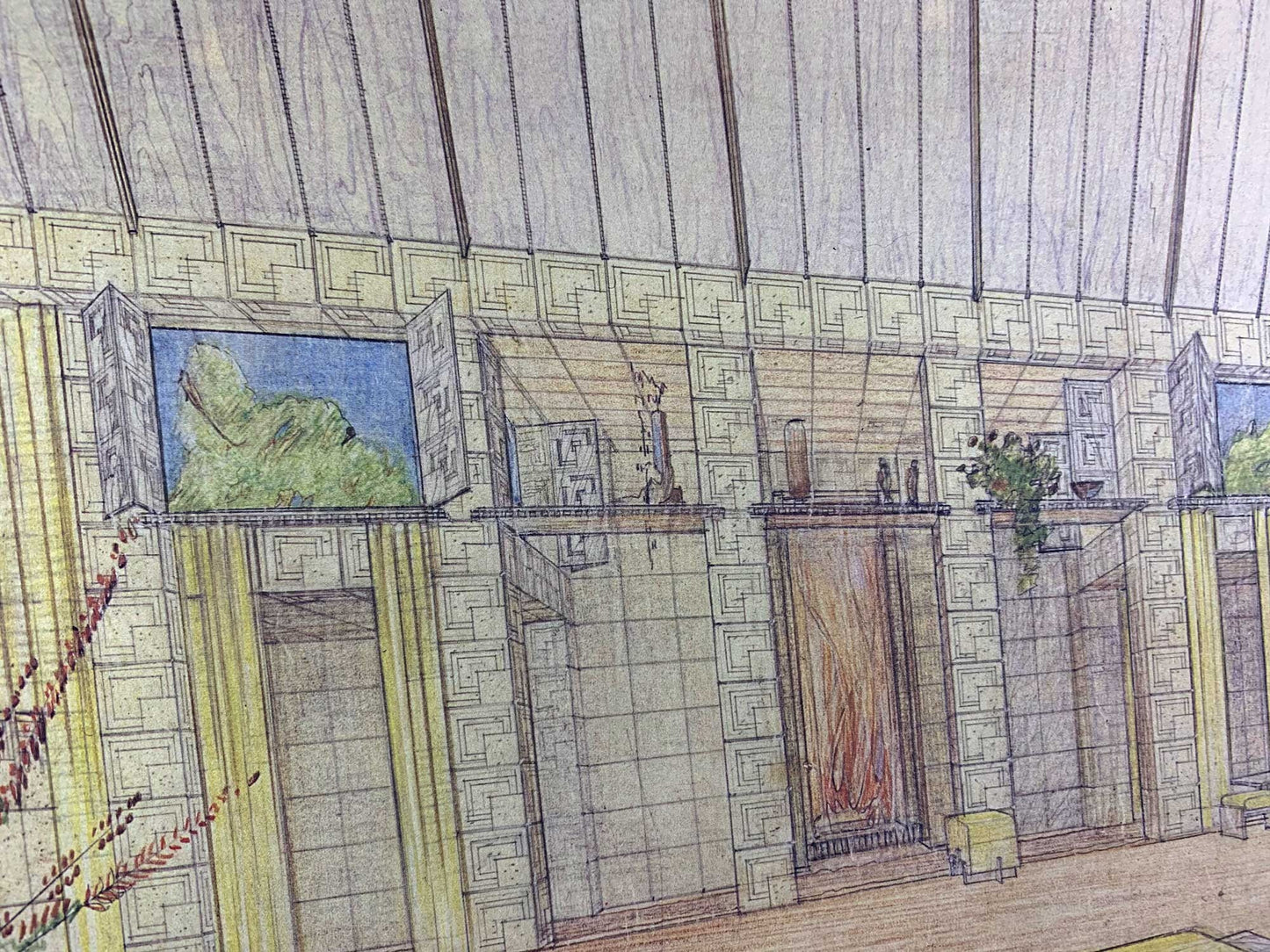 Frank Lloyd WRIGHT Lithograph SIGN "Sijistan" Remodel for Charles Ennis House