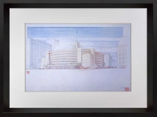 Frank Lloyd WRIGHT Lithograph SIGNED "Edgar J. Kaufmann Garage" Pa w/FRAME