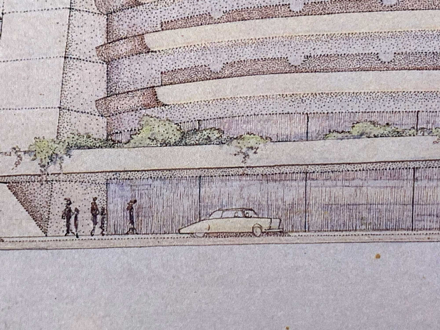 Frank Lloyd WRIGHT Lithograph SIGNED "Edgar J. Kaufmann Garage" Pa w/FRAME