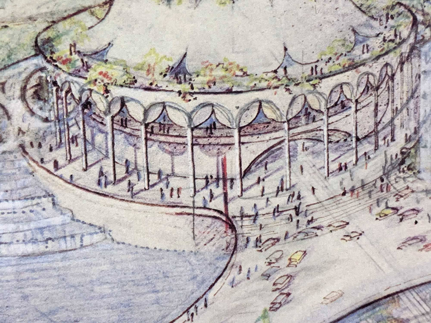 Frank Lloyd WRIGHT Lithograph LTD Ed. Opera House Detail Baghdad,1957 w/Frame