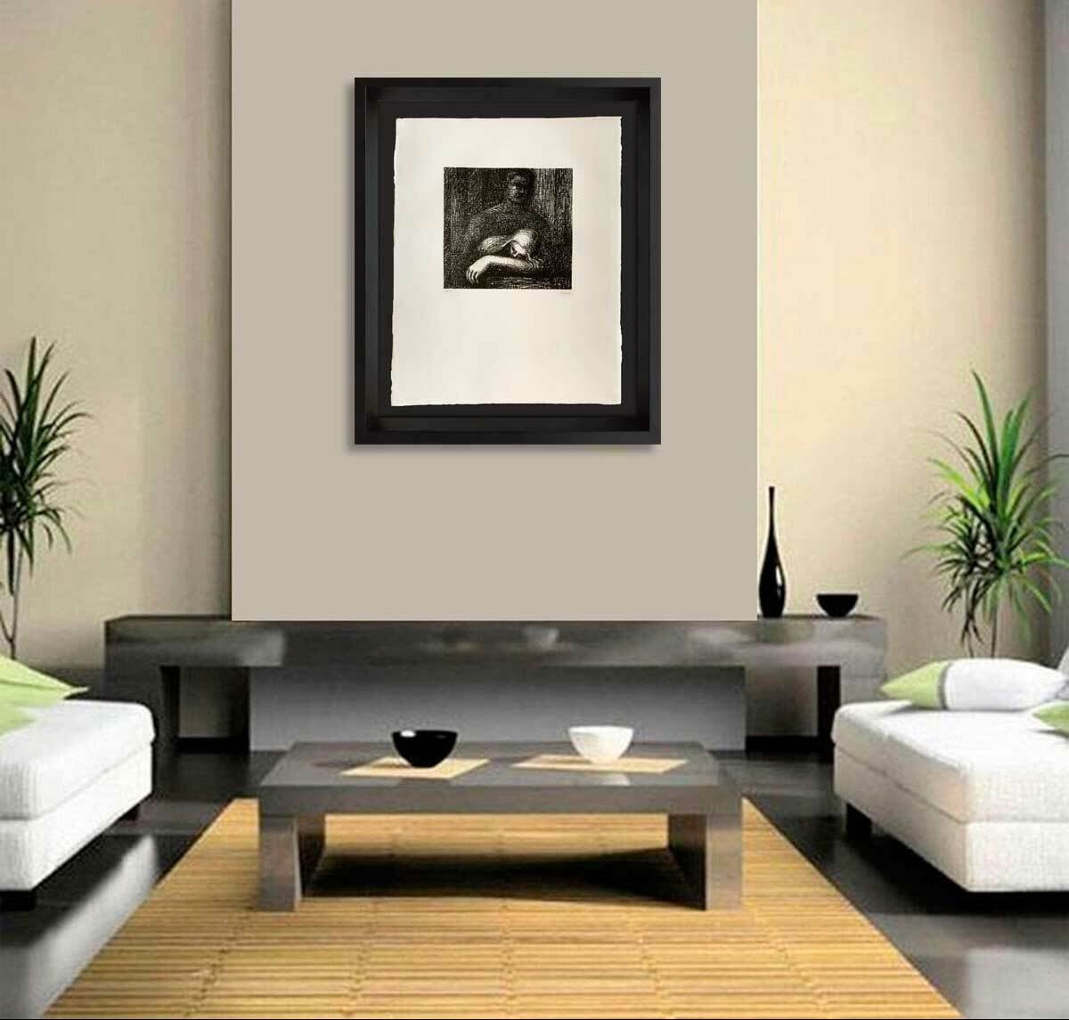 Henry MOORE - HAND SIGNED Lithograph ORIGINAL "Lullaby Sleeping..." XL w/Frame