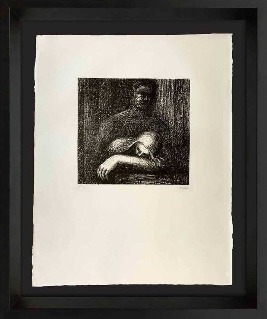 Henry MOORE - HAND SIGNED Lithograph ORIGINAL "Lullaby Sleeping..." XL w/Frame