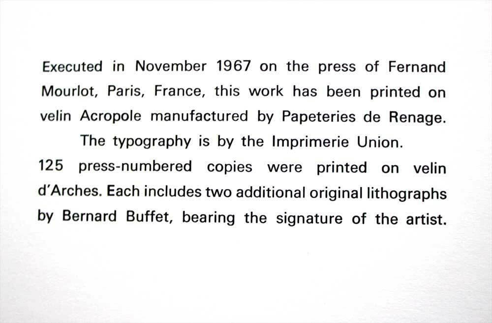 Bernard Buffet Original Double Lithograph Ltd. EDITION 1967