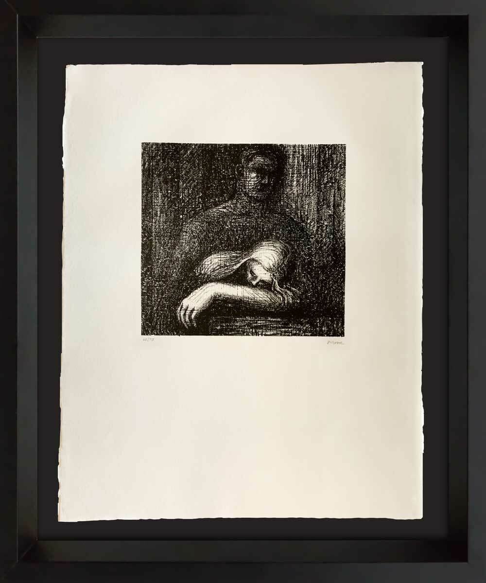 Henry MOORE - HAND SIGNED Lithograph ORIGINAL "Lullaby Sleeping..." XL w/Frame