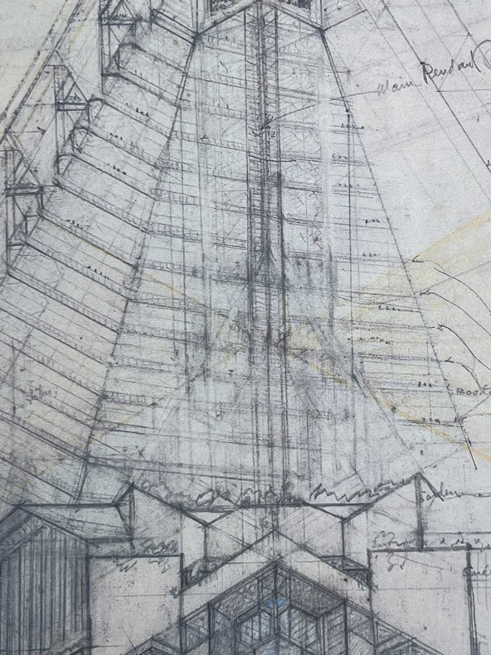 Frank Lloyd WRIGHT Lithograph LTD Ed. "Steel Cathedral.. Guthrie"