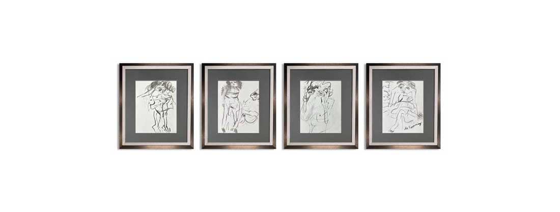 4 Willem de Kooning Lithographs ORIGINAL 1967 (4pc Set) Hand SIGNED w/Frame